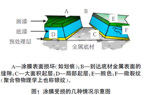 圖1 涂膜受損的幾種情況示意圖